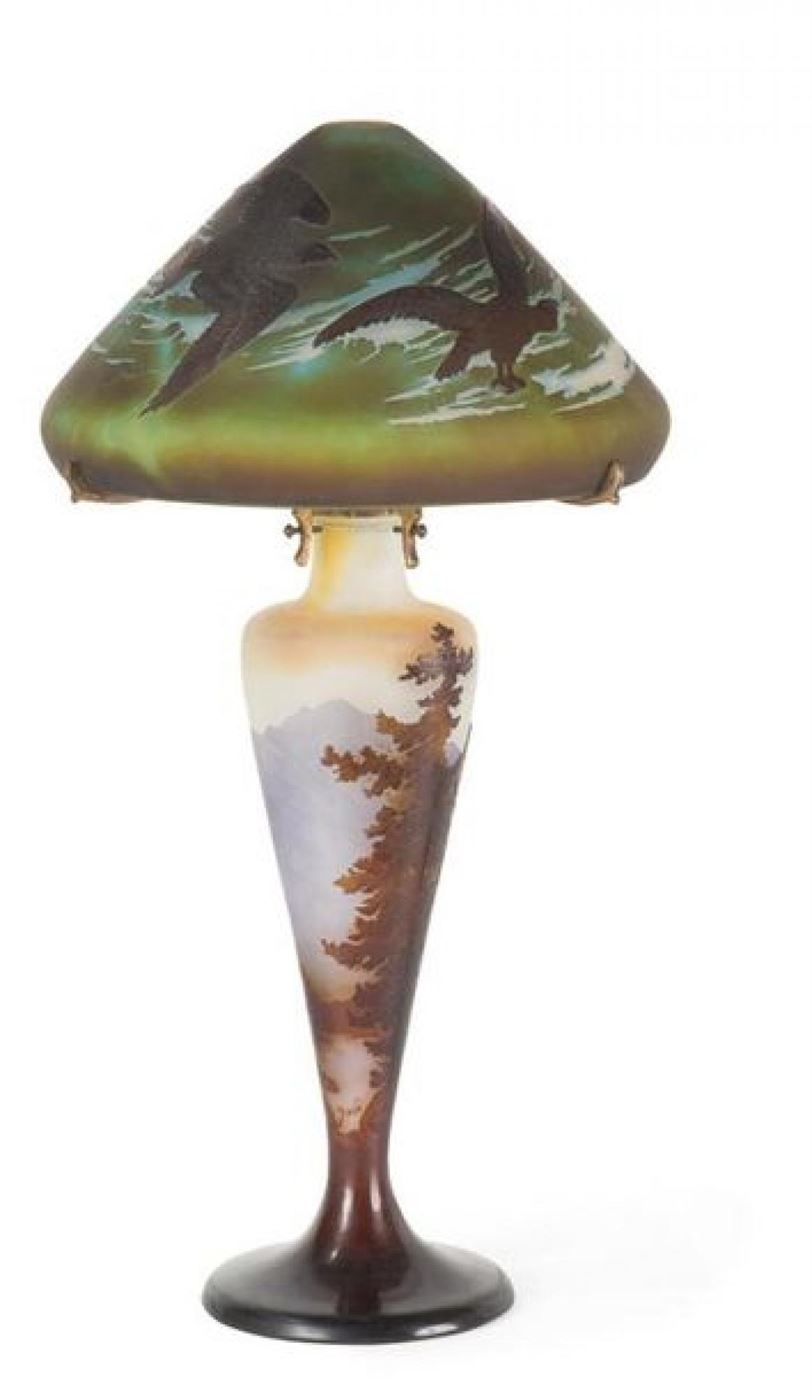 Gallé Lampe en pâte de verre